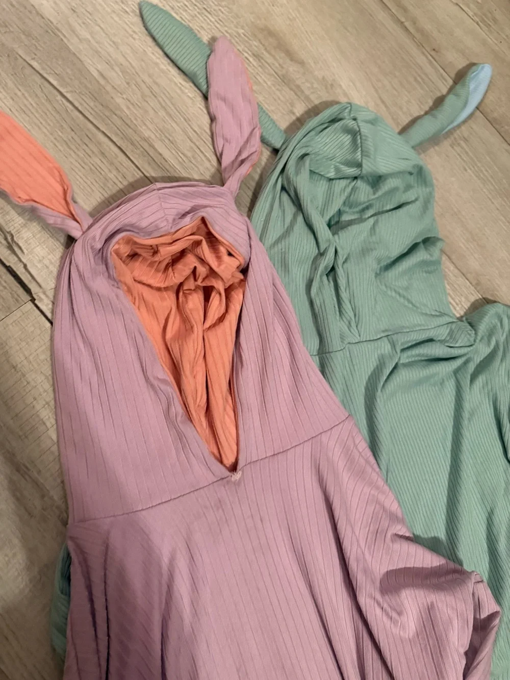 Easter Bunny Bamboo Ribbed Hooded One-Piece Set of 2